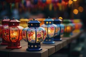 ai généré coloré Festival lanternes pendant le chinois traditionnel vacances saison. ai généré photo
