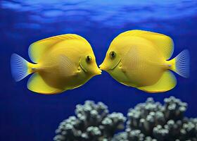 ai généré deux Jaune des soies, visage à affronter. ai généré. photo