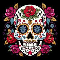 ai généré mexicain des roses crâne. mexicain des roses crâne. dia de los muertos shugar coloré diriger. ai généré photo