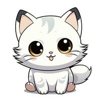 ai généré mignonne kawaii chat clipart icône blanc Contexte. ai généré photo