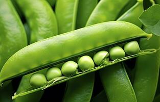 ai généré proche en haut de pois dans pois cosse. ai généré photo