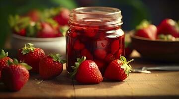 ai généré fraise confiture et Frais baies. génératif ai photo