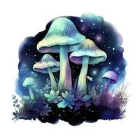 ai généré aquarelle magique champignons pour T-shirt conception. ai généré photo