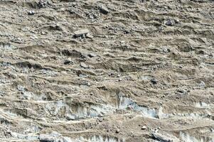 champ de glace couvert avec poussière et cendres, laguna san rafael nationale parc, aysen région, patagonie, Chili photo