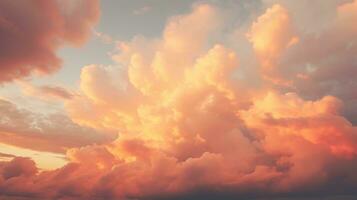 ai généré magnifique la photographie de des nuages dans le ciel riches Orange Couleur classe photo