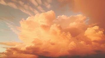 ai généré magnifique la photographie de des nuages dans le ciel riches Orange Couleur classe photo