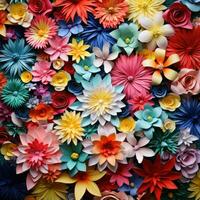 ai généré une coloré de origami fleurs style photo