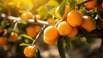 ai généré Frais pêche fruit avec lumière exposition ai génératif photo