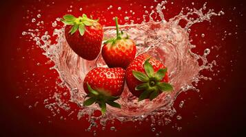 ai généré Frais fraise avec l'eau éclaboussure ai génératif photo