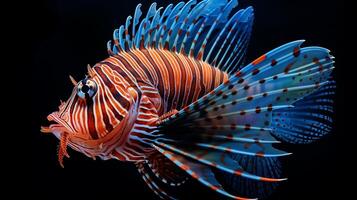 ai généré poisson-lion sous-marin fond d'écran Contexte photo