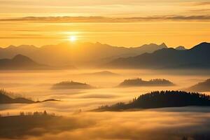 ai généré de bonne heure Matin dans une montagnes photo