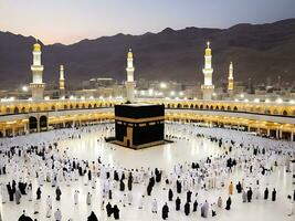 ai généré eid célébrations à kaaba Ramadan joie dans Mecque islamique cœur photo