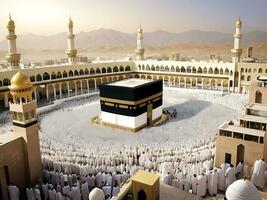 ai généré Mecque kaaba dans Ramadan sérénité au milieu de islamique observance photo