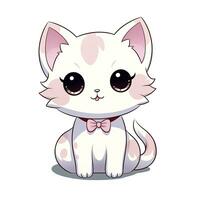 ai généré mignonne kawaii chat clipart icône blanc Contexte. ai généré photo