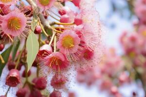 ai généré magnifique gencive arbre rose fleurs et bourgeons. ai généré photo