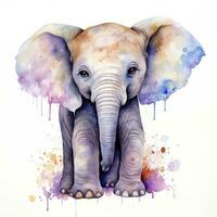 ai généré aquarelle bébé l'éléphant. ai généré photo