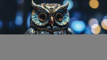 ai généré brillant extraterrestre hibou. ai généré photo