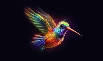 ai généré colibri logo avec plusieurs couleurs en volant par le air. ai généré photo