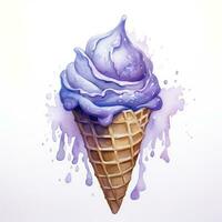 ai généré aquarelle la glace crème dans une gaufre cône. ai généré photo