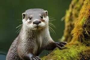 ai généré loutre dans le l'eau. ai généré photo