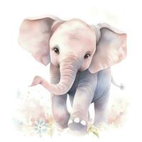 ai généré aquarelle bébé l'éléphant. ai généré photo