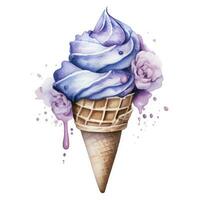 ai généré aquarelle la glace crème dans une gaufre cône. ai généré photo