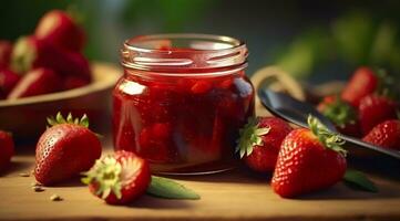 ai généré fraise confiture et Frais baies. génératif ai photo