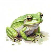 ai généré aquarelle vert grenouille sur blanc Contexte. ai généré photo