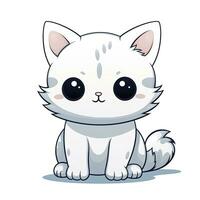 ai généré mignonne kawaii chat clipart icône blanc Contexte. ai généré photo