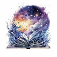 ai généré galaxie céleste fantaisie livre aquarelle pour T-shirt conception. ai généré photo