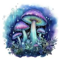 ai généré aquarelle magique champignons pour T-shirt conception. ai généré photo