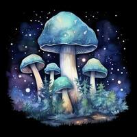 ai généré aquarelle magique champignons pour T-shirt conception. ai généré photo