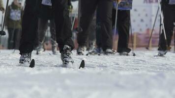 Masse début Hommes les athlètes skieurs pendant championnat sur traverser pays ski photo