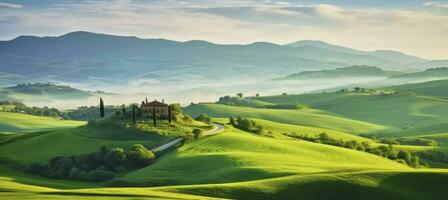 ai généré vert collines . ai généré photo