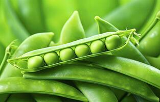 ai généré proche en haut de pois dans pois cosse. ai généré photo