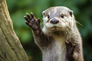 ai généré loutre dans le l'eau. ai généré photo