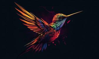 ai généré colibri logo avec plusieurs couleurs en volant par le air. ai généré photo