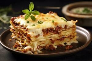 ai généré traditionnel italien nourriture Lasagne avec Viande sauce. ai généré photo