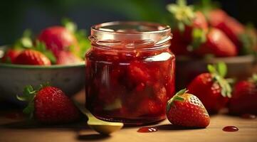 ai généré fraise confiture et Frais baies. génératif ai photo