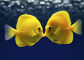 ai généré deux Jaune des soies, visage à affronter. ai généré. photo