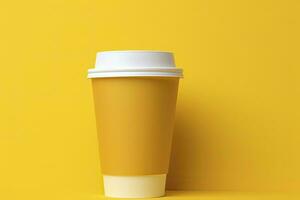 ai généré Vide café tasse isolé sur Jaune Contexte. ai généré photo