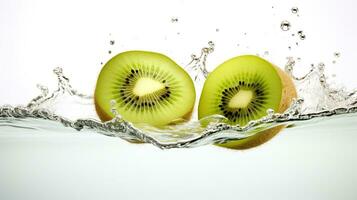 ai généré portrait Frais kiwi avec l'eau éclaboussure ai génératif photo