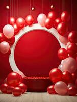 ai généré cercle arrondi avec rouge rose ballon ai génératif photo