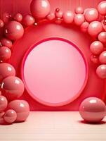 ai généré rose cercle arrondi avec rose ballon ai génératif photo