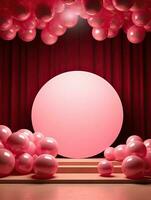 ai généré rose arrondi cercle avec rose ballon ai génératif photo
