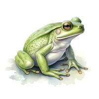 ai généré aquarelle vert grenouille sur blanc Contexte. ai généré photo