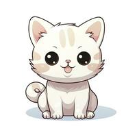 ai généré mignonne kawaii chat clipart icône blanc Contexte. ai généré photo