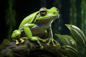 ai généré arbre grenouille séance sur plante. ai généré photo