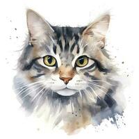 ai généré aquarelle chat agrafe art sur blanc Contexte. ai généré photo