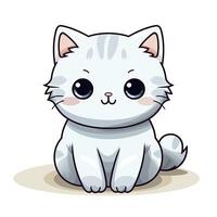 ai généré mignonne kawaii chat clipart icône blanc Contexte. ai généré photo